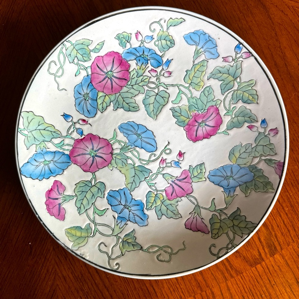 Andrea By Sadek Decorative Ceramic Plate with Red Accent Made in China